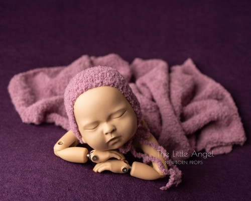 Newborn photo set - bonnet and long wrap SHAGGY