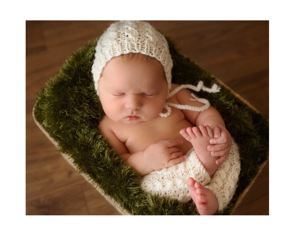 Newborn Props - Plait Set - bonnet and long pants