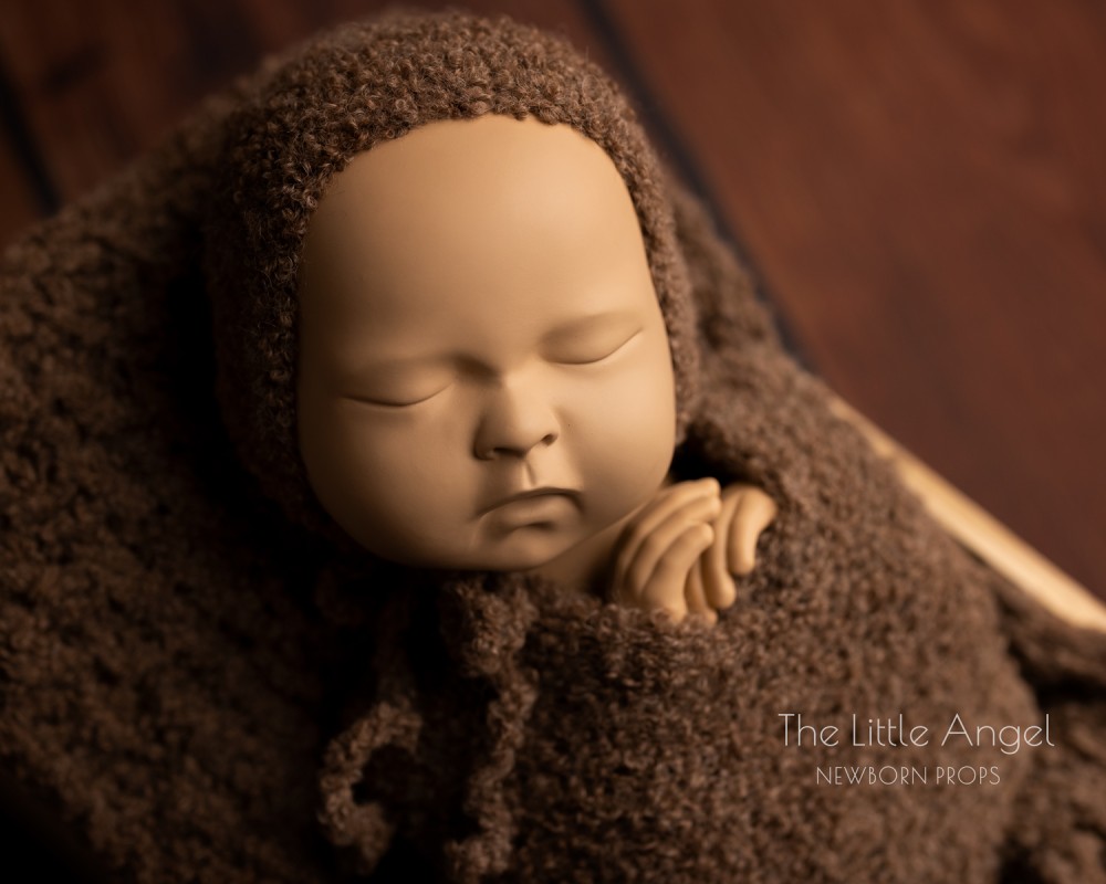 Newborn photo set - bonnet, blanket & long wrap SHAGGY