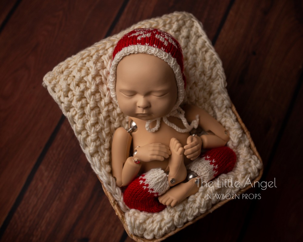 CHRISTMAS NEWBORN PROPS - BLANKET, HAT & PANTS