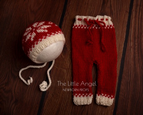 CHRISTMAS NEWBORN PROPS - BLANKET, HAT & PANTS