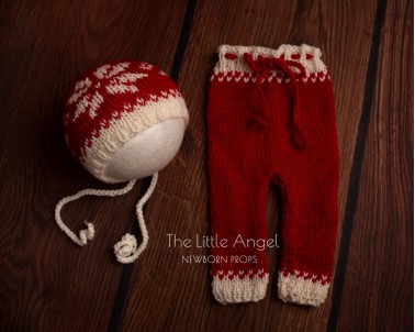 CHRISTMAS NEWBORN PROPS - BLANKET, HAT & PANTS