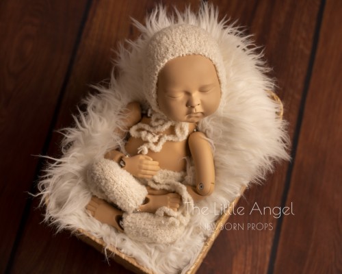 Newborn photo props set - hat and rompers SHAGGY