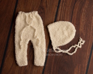 Newborn photo props set - hat and rompers SHAGGY