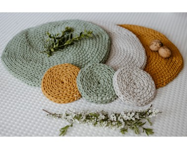 Cotton cord table and cup coasters - Little Angel Props