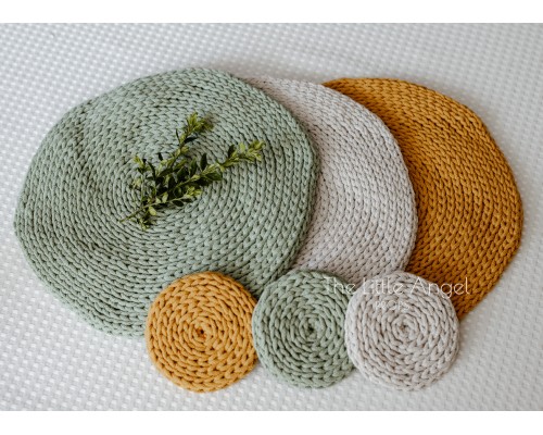 Cotton cord table and cup coasters - Little Angel Props