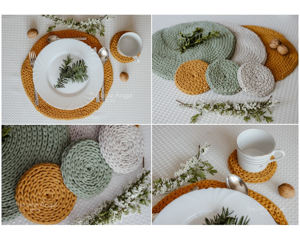 Cotton cord table and cup coasters - Little Angel Props