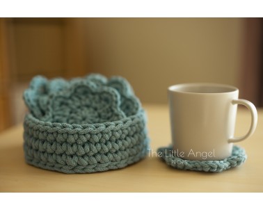 Pleciony koszyk i 6 podstawek - Little Angel Props