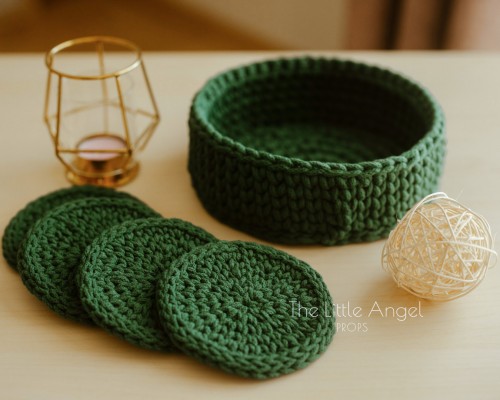 LEŚNY KOSZYK & 4 PODSTAWKI POD KUBKI - Little Angel Props