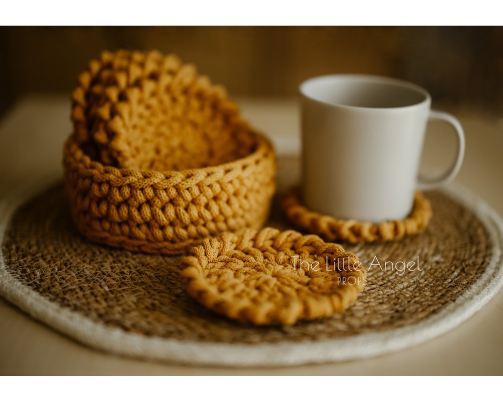 Szydełkowe podstawki pod kubek & koszyk- Little Angel Props